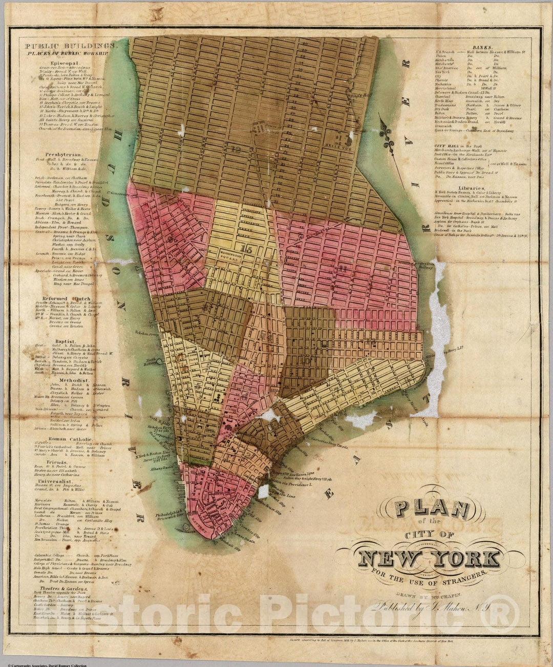 Historic Map : Pocket Map, Plan of the City of New York 1831 - Vintage Wall Art