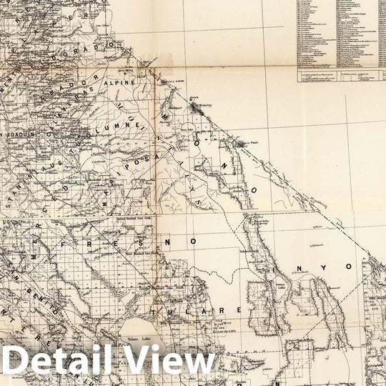 Historic Map : Department of The Interior General Land office Map - State of California. 1876 1876 - Vintage Wall Art