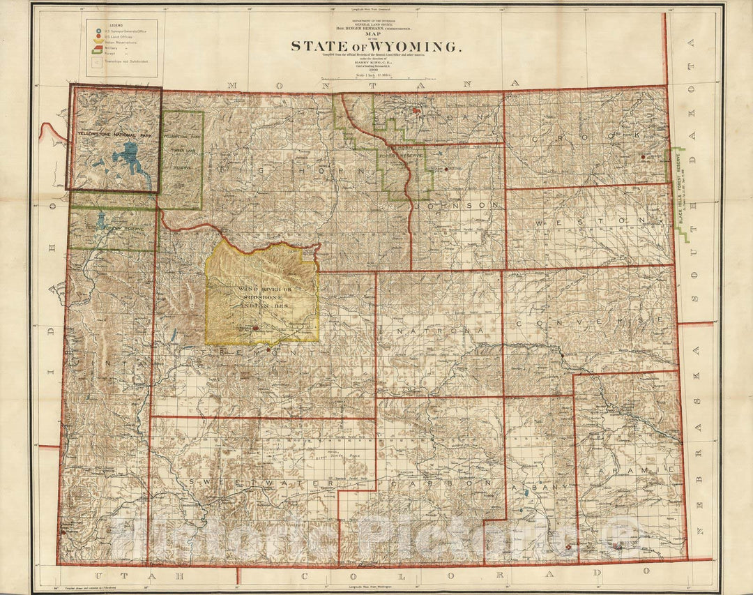 Historic Map : Map of The State of Wyoming, 1900 v2