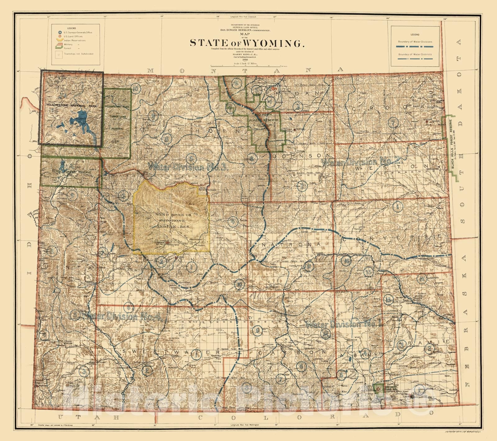 Historic Map - Map of The State of Wyoming, 1900 v1