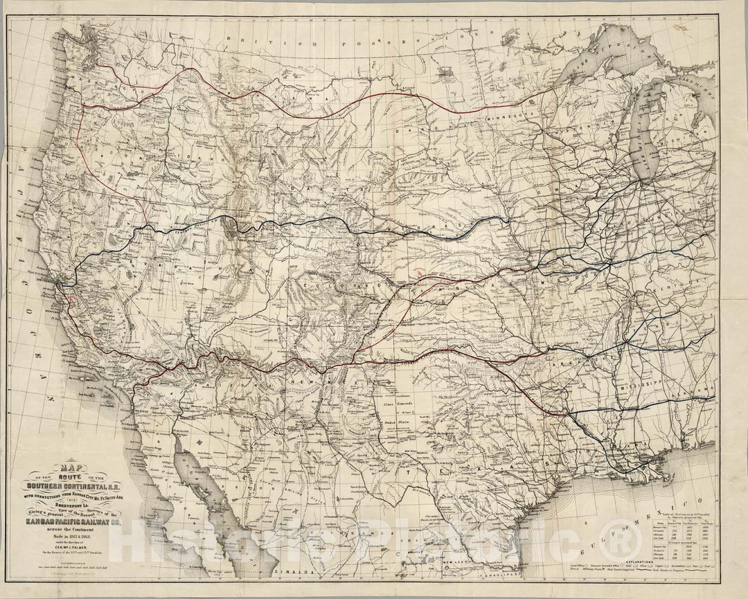 Historic Map : Map of The Route of The Southern Continental Rail Road, 1869 v1