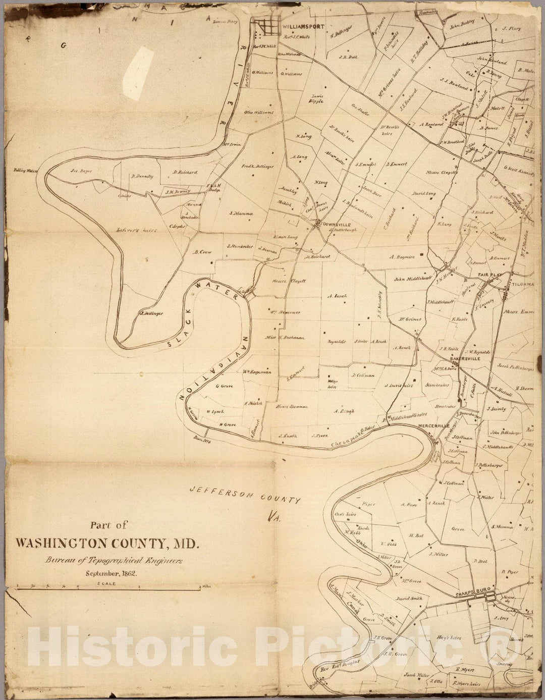 Historic Map : Part of Washington County, MD. 1862 - Vintage Wall Art