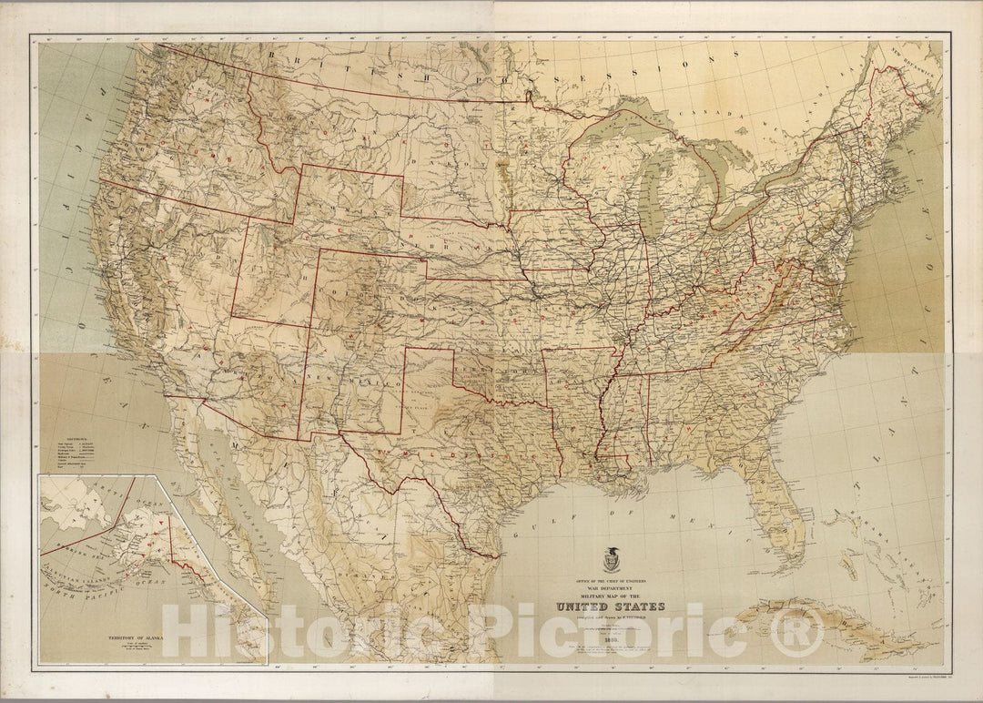 Historic Map : Composite: Military Map of the United States, 1869 v1