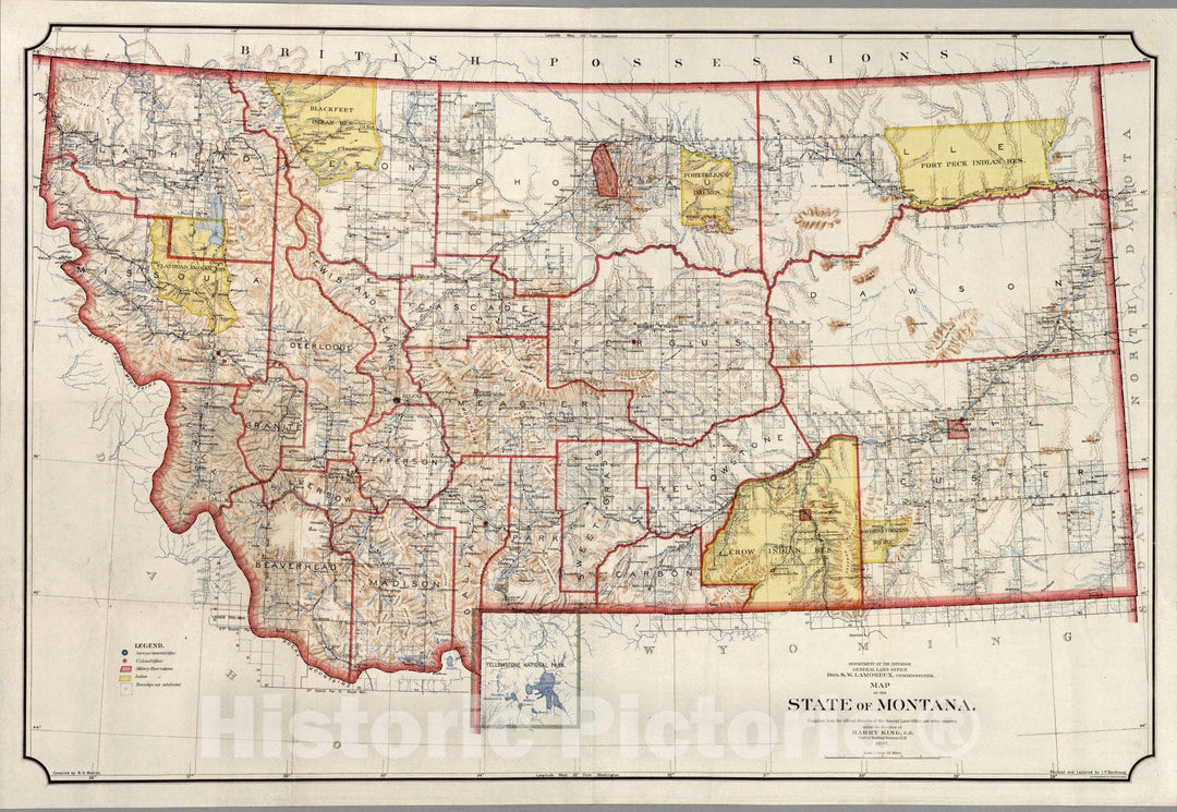 Historic Map : Map of The State of Montana, 1897 - Vintage Wall Art