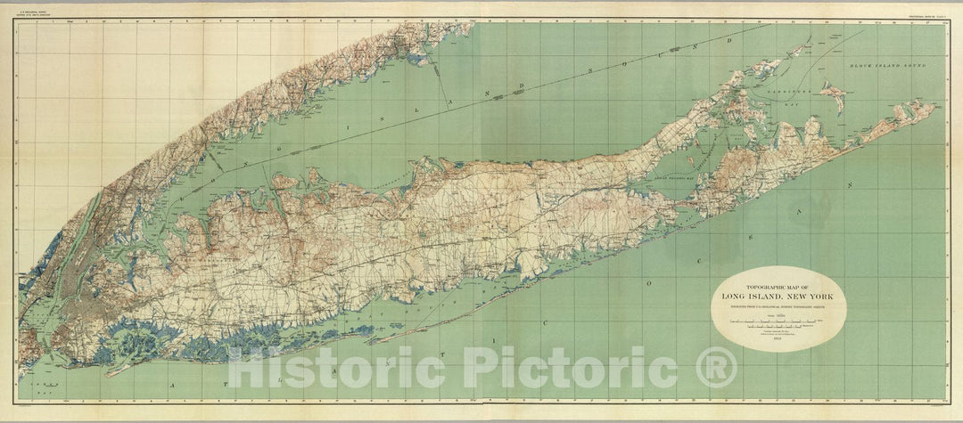 Historic Wall Map : Map of Long Island, New York, 1913 - Vintage Wall Art