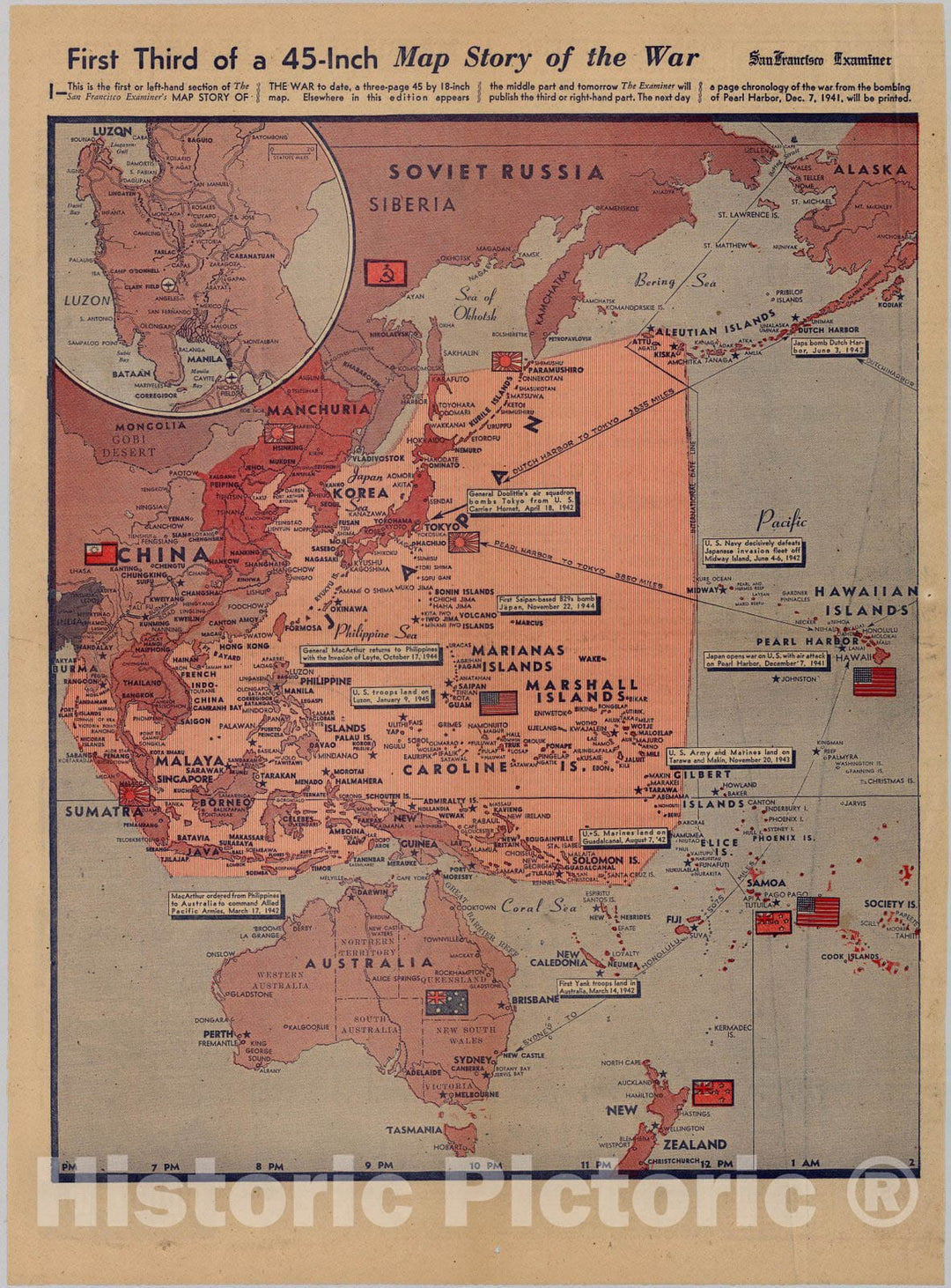 Historic Map : First Third Map Story of the War, 1945, 1945 - Vintage Wall Art