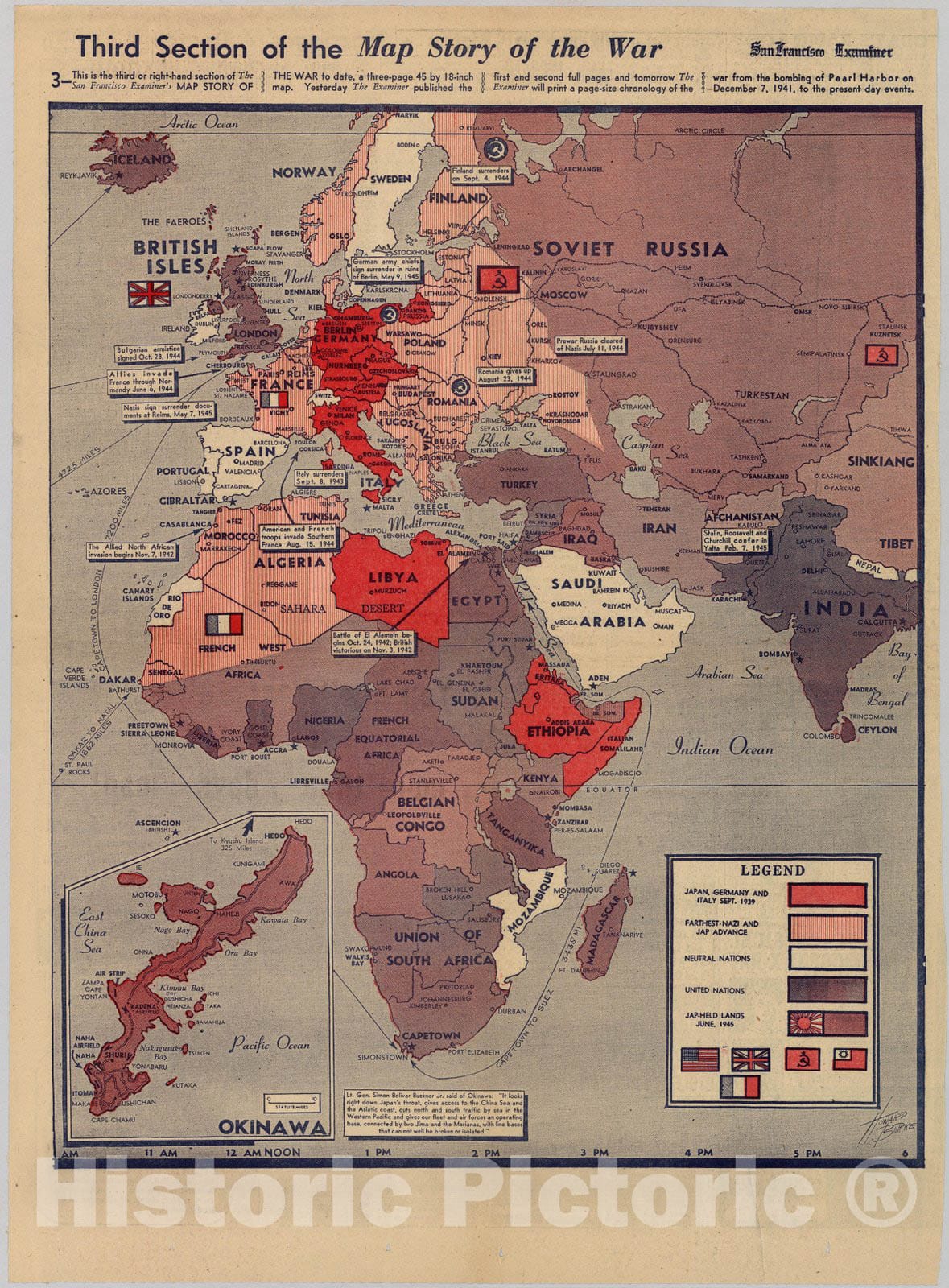 Historic Map : Third Section Map Story of the War, 1945, 1945 - Vintage Wall Art