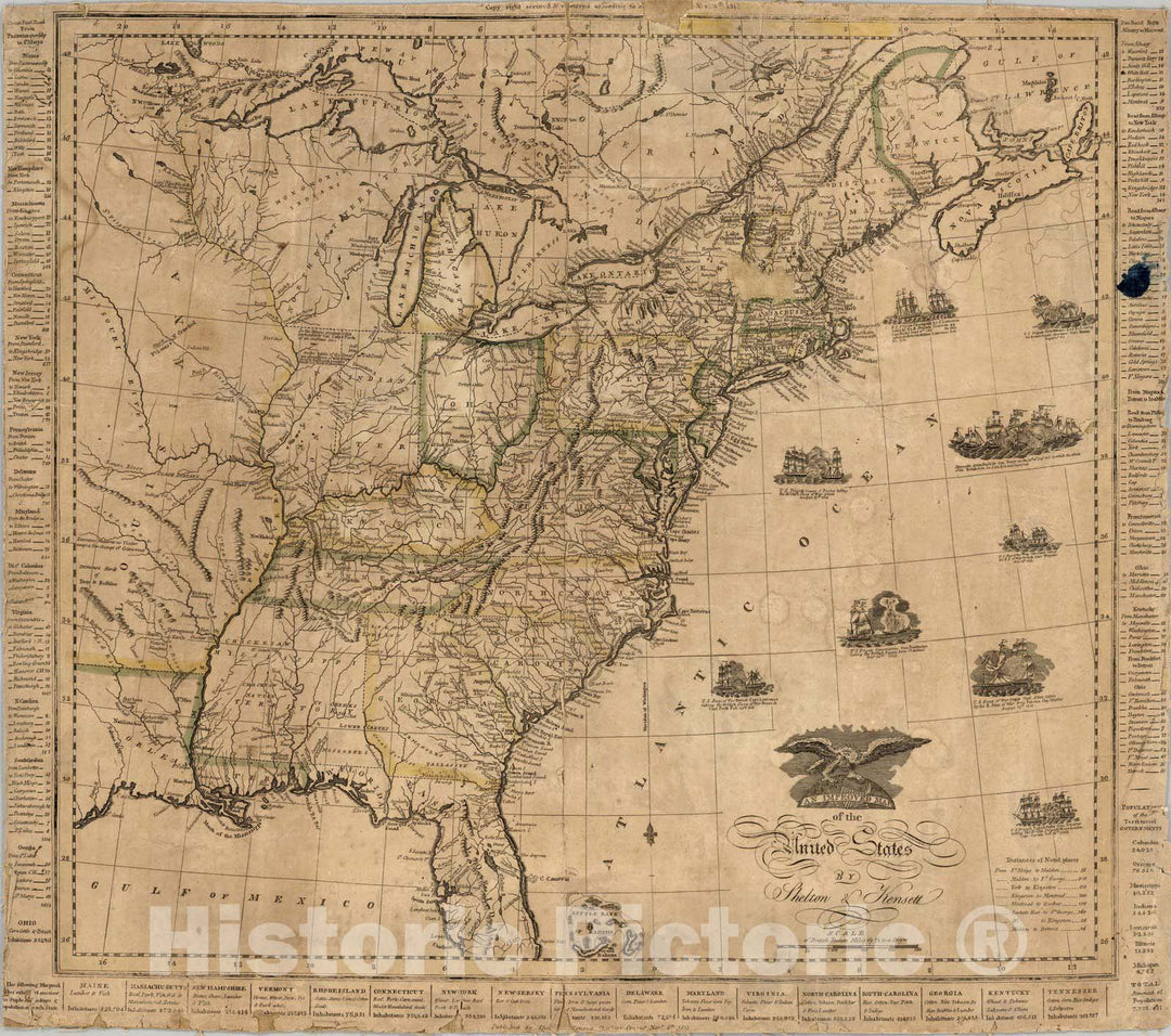 Historic Map : Map of the United States, 1813 - Vintage Wall Art