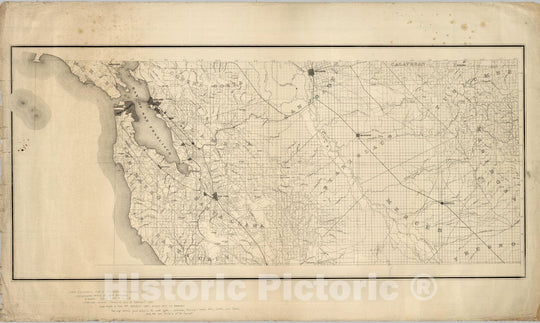 Historic Map : State Engineer's Map of Northern California, Northern California, San Francisco, Stanislaus Counties (sheet 9) 1884 - Vintage Wall Art