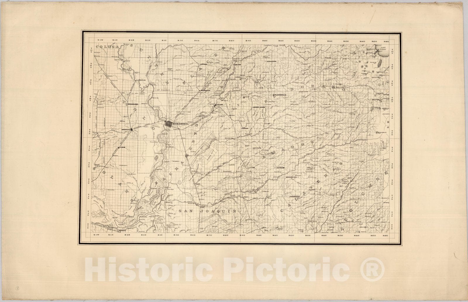 Historic Map : State Engineer's Map of Northern California, Northern California, Sacramento, El Dorado Counties (sheet 8) 1884 - Vintage Wall Art