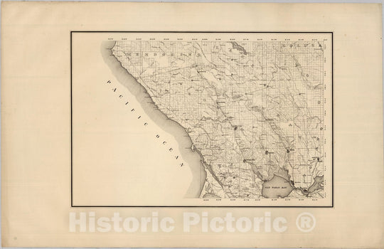 Historic Map : State Engineer's Map of Northern California, Northern California, Sonoma, Napa Counties (sheet 7) 1884 - Vintage Wall Art