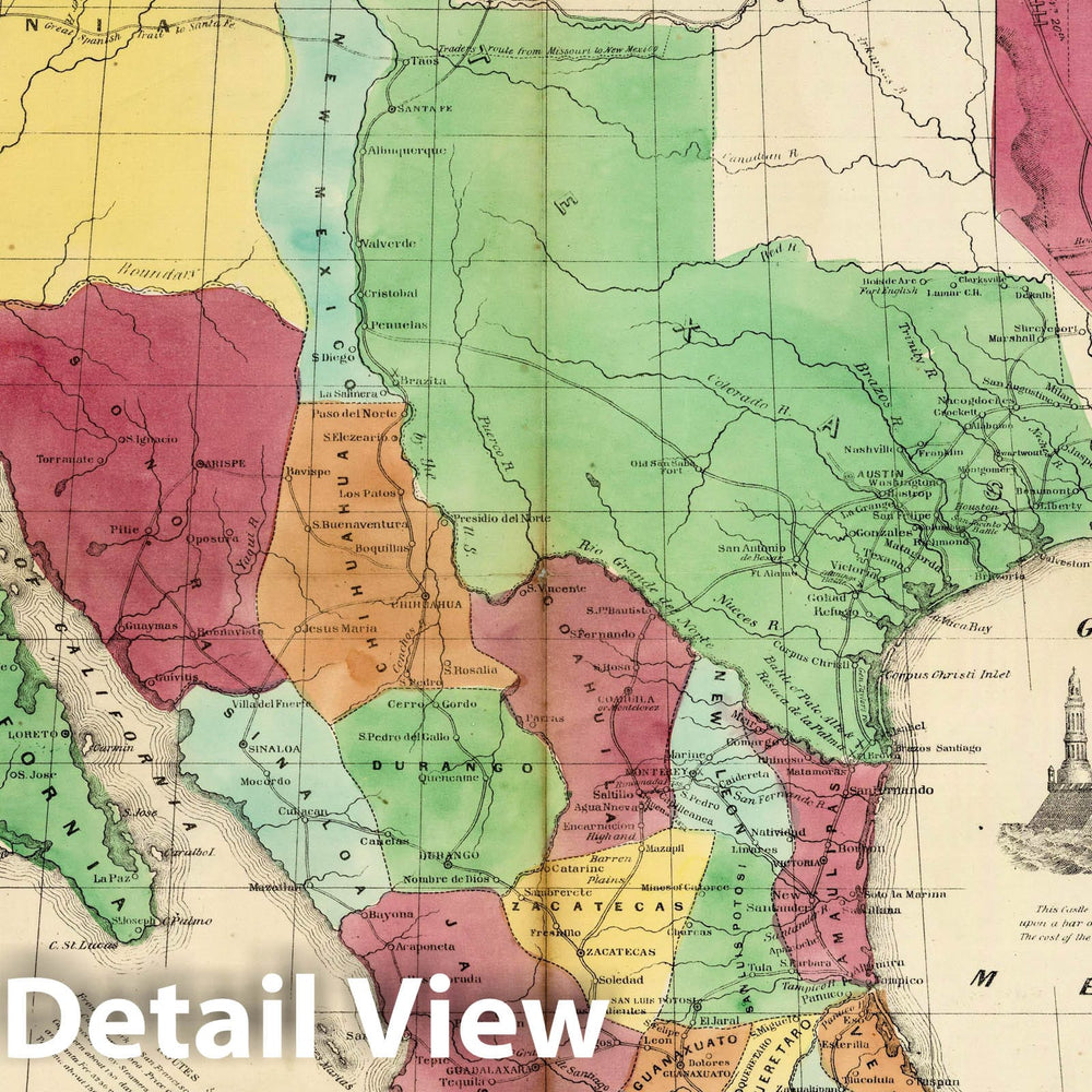 Historic Map : Map of Mexico, Texas, Old And New California, And Yucatan, 1849 - Vintage Wall Art