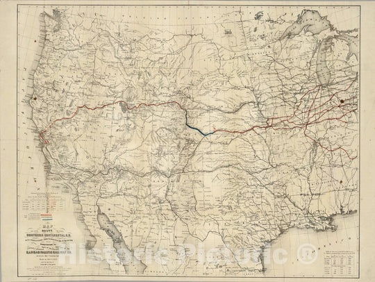 Historic Map : Map of The Route of The Southern Continental Rail Road, 1869 v2