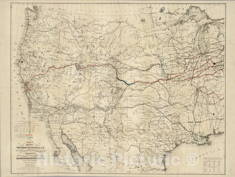 Historic Map : Map of The Route of The Southern Continental Rail Road, 1869 v2