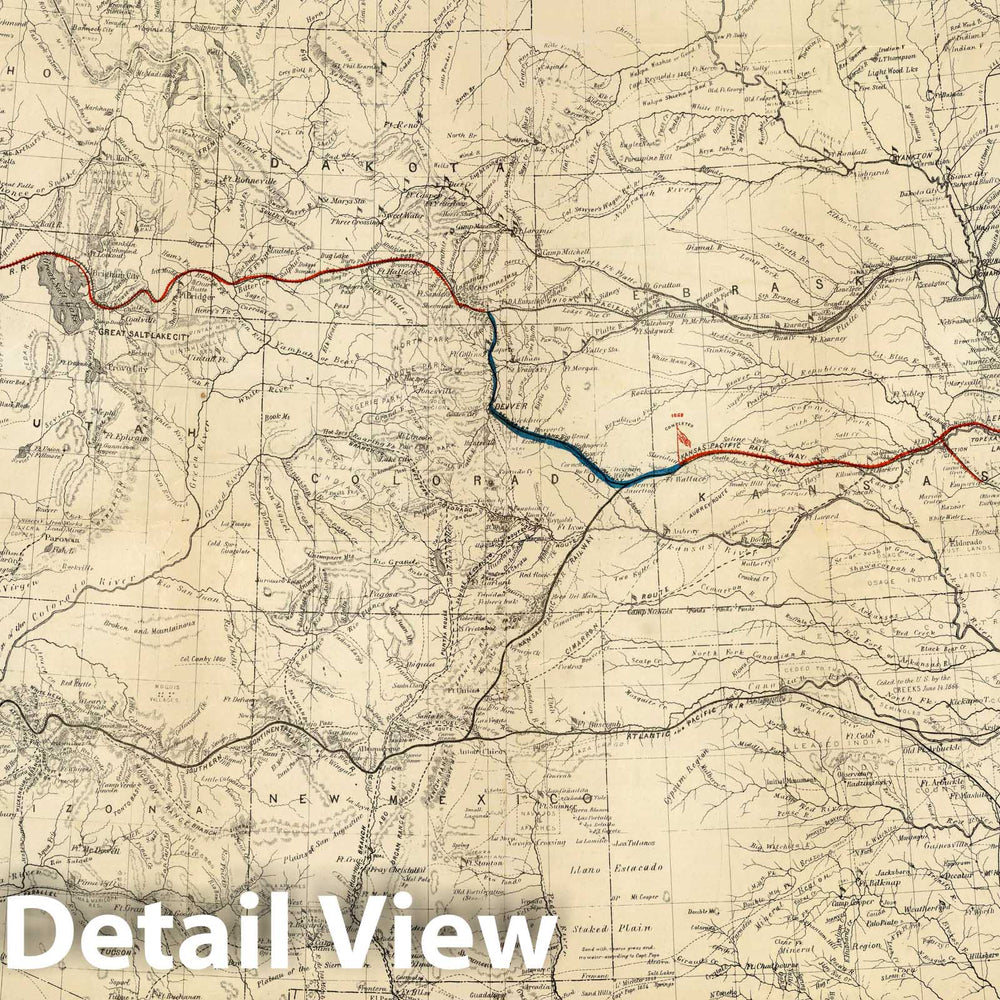 Historic Map : Map of The Route of The Southern Continental Rail Road, 1869 v2