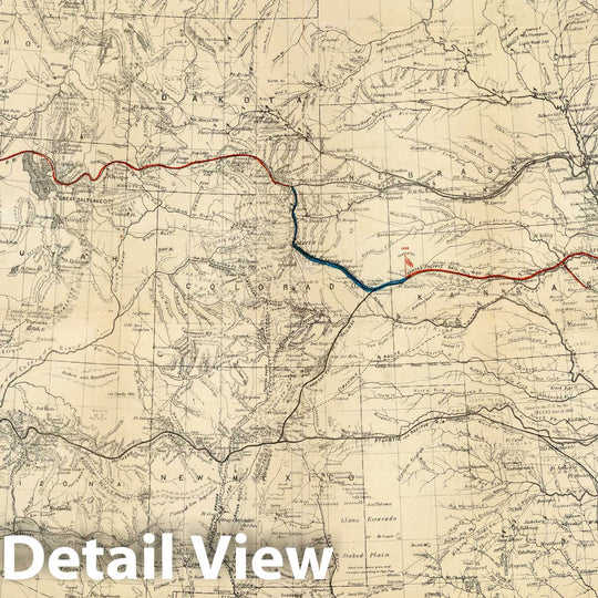 Historic Map : Map of The Route of The Southern Continental Rail Road, 1869 v2