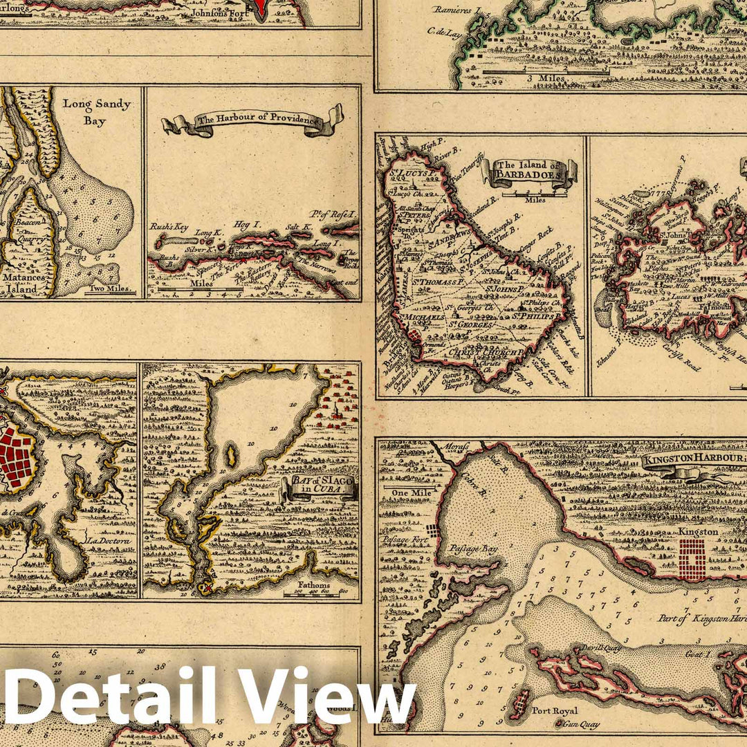 Historic Map : Caribbean Area, North America Les Principales Forteresses Ports &c. De L'Amerique Septentrionale 1737 , Vintage Wall Art