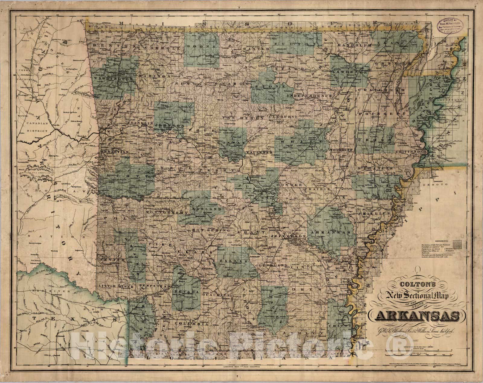 Historic Map : New Sectional Map of The State of Arkansas, 1887 - Vintage Wall Art