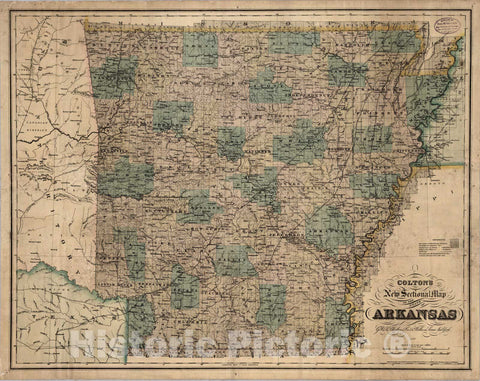 Historic Map : New Sectional Map of The State of Arkansas, 1887 - Vintage Wall Art