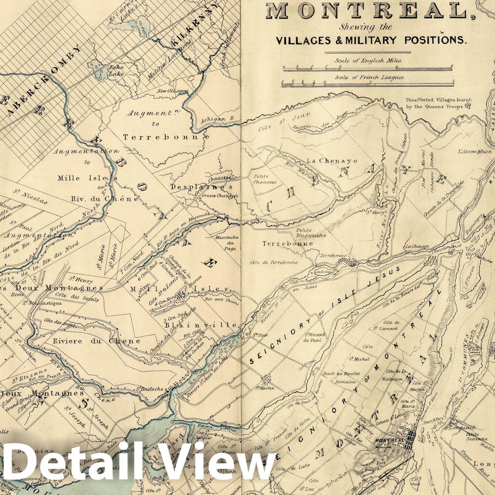 Historic Map : Sketch of the Country Around Montreal 1837 - Vintage Wall Art