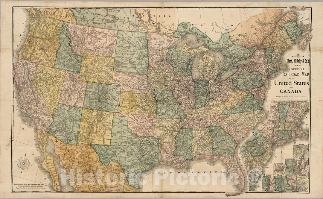 Historic Map : Railroad Map of The United States And Canada, 1883 - Vintage Wall Art