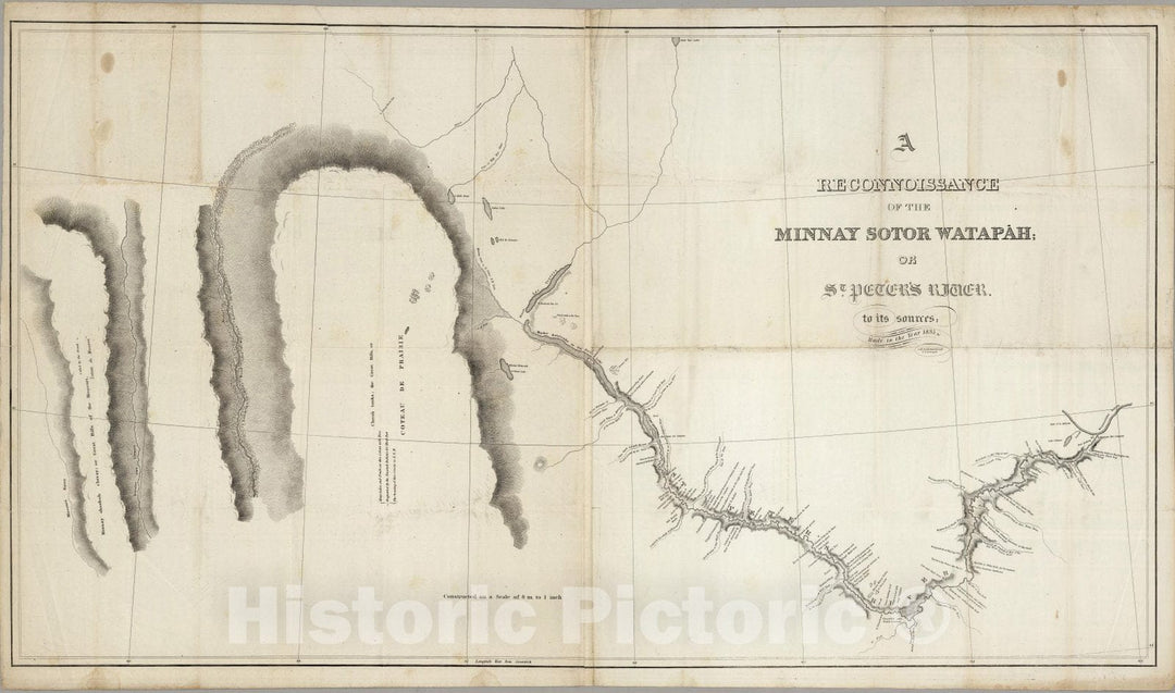 Historic Map : A Reconnoissance Of The Minnay Sotor Watapah = St. Peter's River to its sources, 1835, Vintage Wall Decor