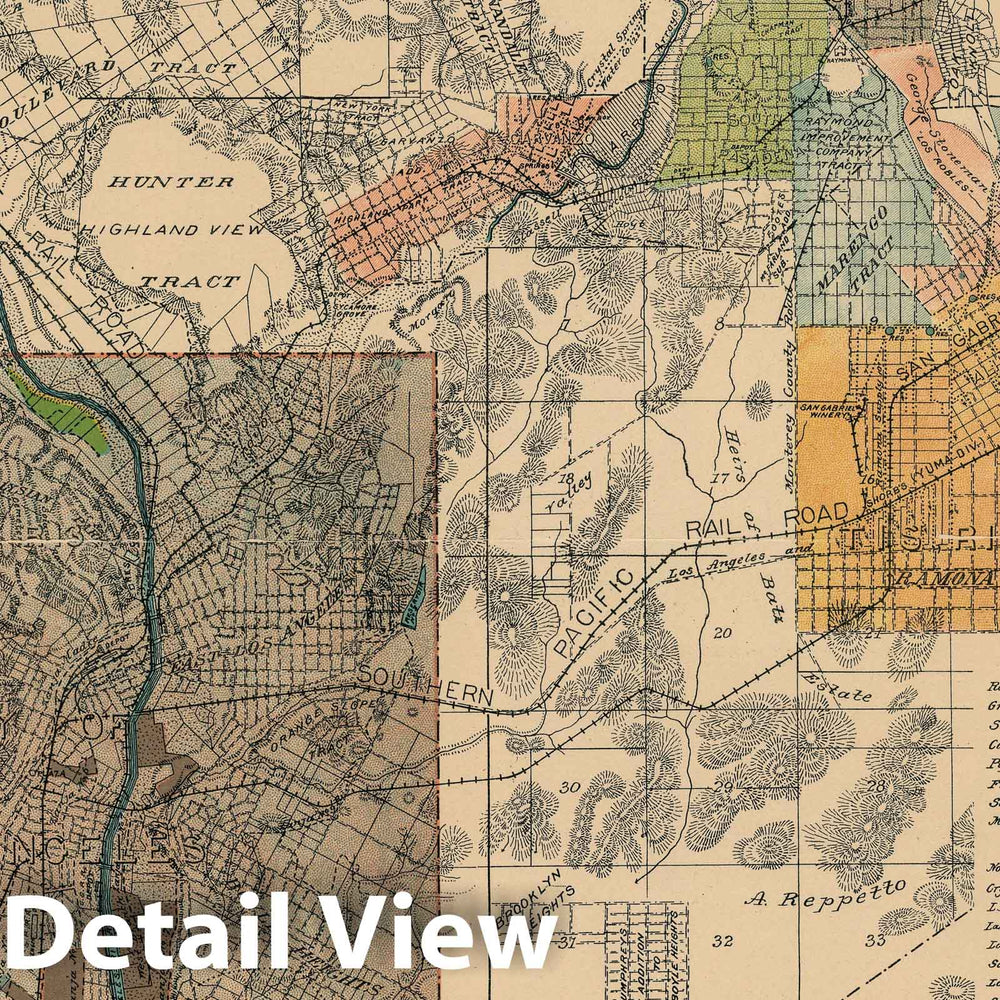 Historic Map : Los Angeles. Detail Irrigation Map, 1888 - Vintage Wall Art