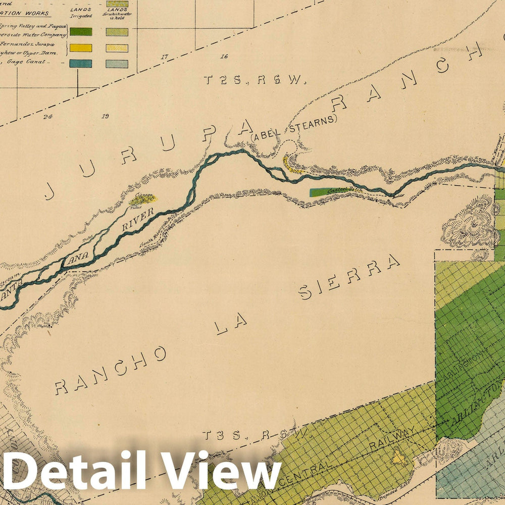 Historic Map : Riverside. Detail Irrigation Map, 1888 - Vintage Wall Art