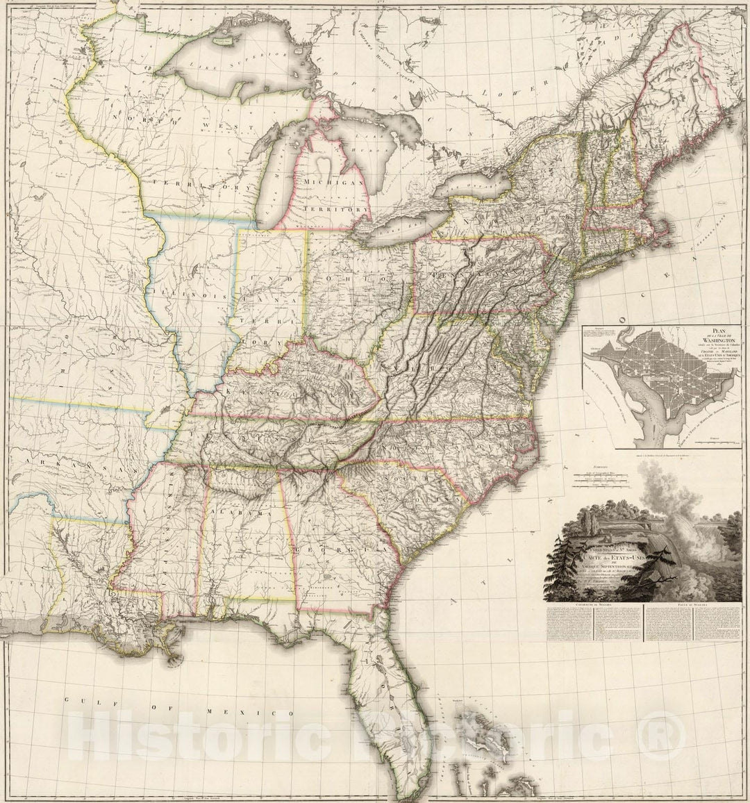 Historic Map : Composite: United States of Nth. America. 1820 - Vintage Wall Art