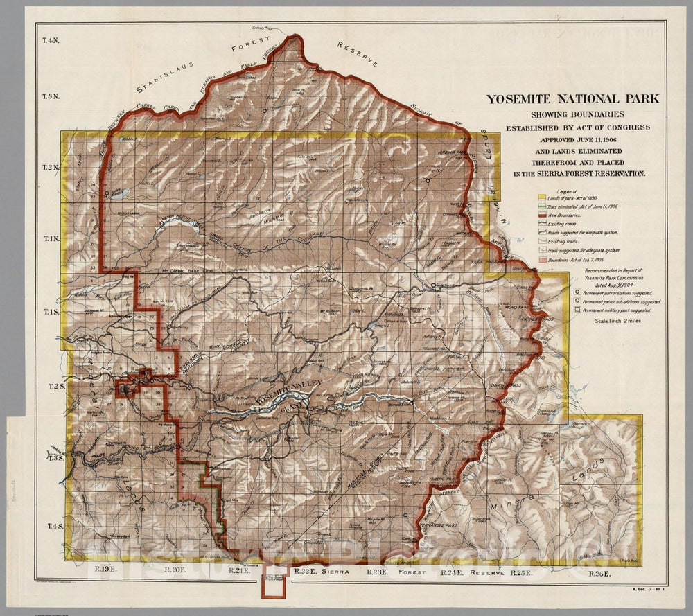 Historic Map : Yosemite National Park 1906 - Vintage Wall Art