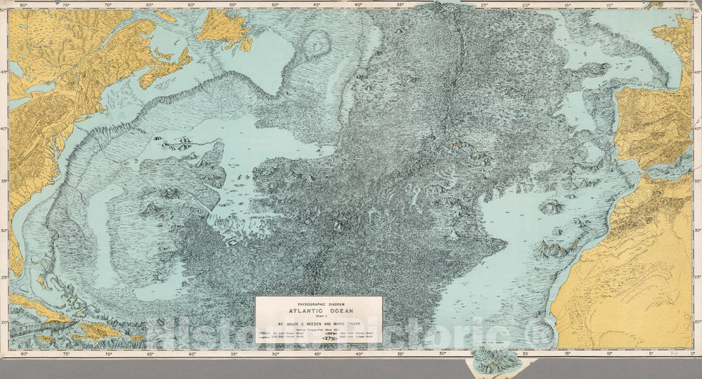 Historic Map - Physiographic Diagram, Atlantic Ocean (Sheet 1). 1957 - Vintage Wall Art