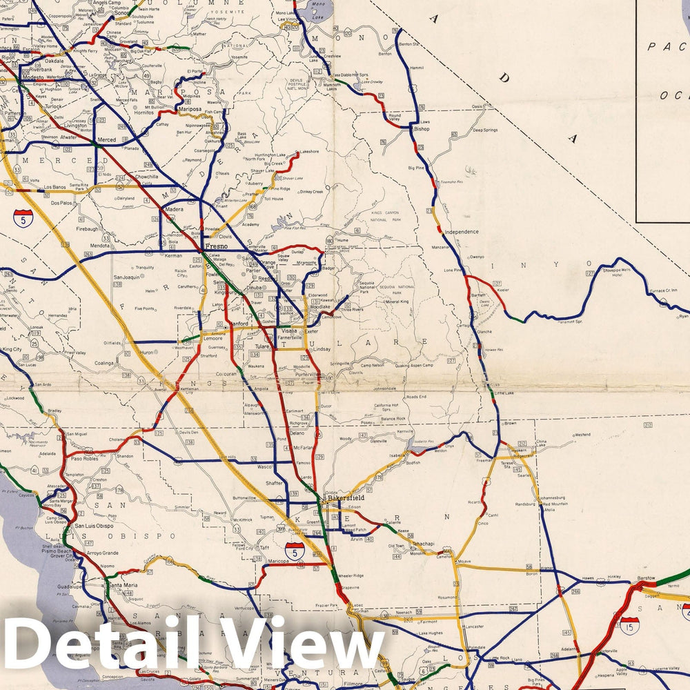 Historic Map : Progress Map, California Interstate Highways and Other Portions, May, 1962 - Vintage Wall Art