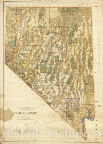 Historic Map : State of Nevada ; compiled from the official records of the General Land office. 1941 - Vintage Wall Art