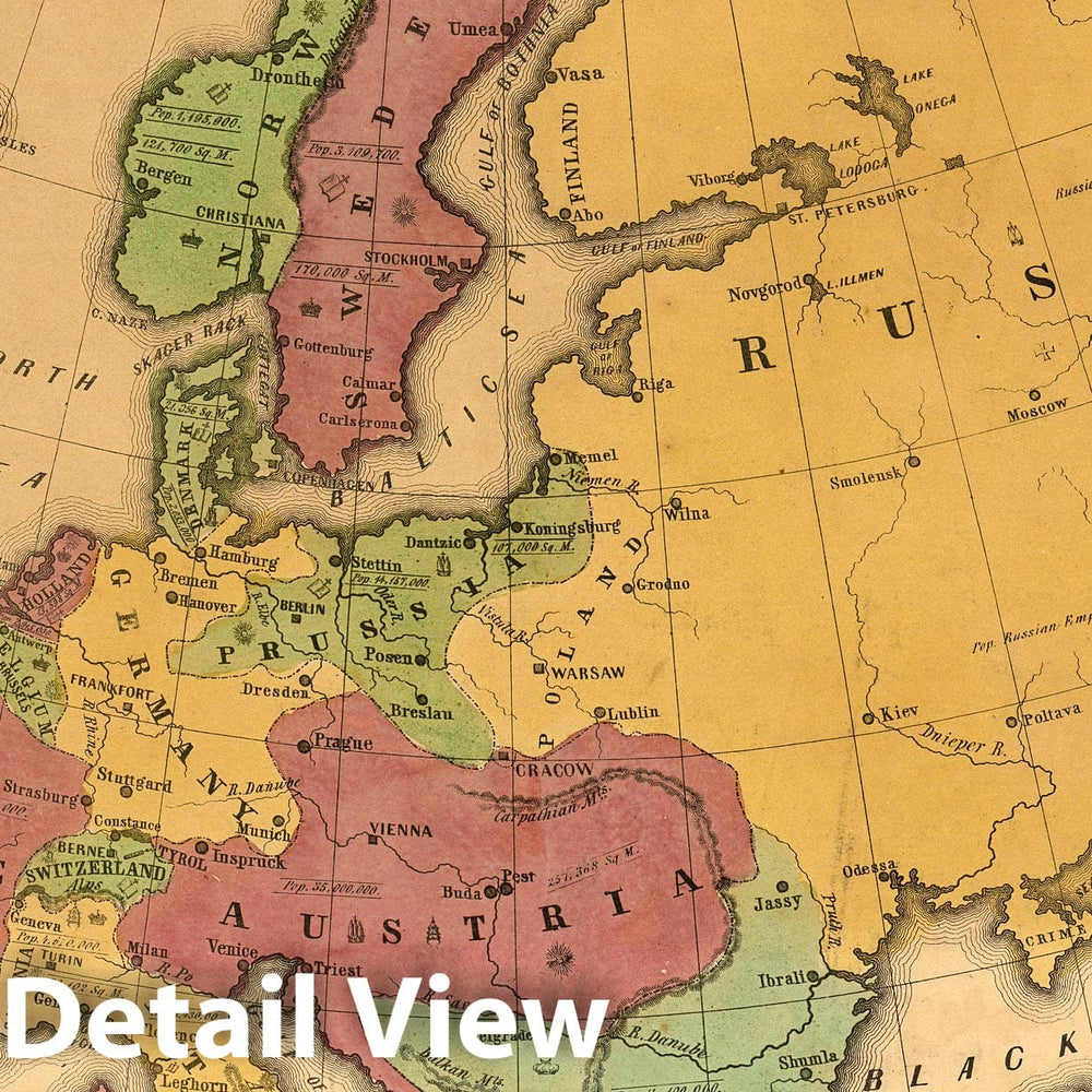 Historic Map : Europe ; Olney's Outline Maps, for Common Schools and General Use, 1847 - Vintage Wall Art