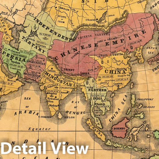 Historic Map : Asia ; Olney's Outline Maps, for Common Schools and General Use, 1847 - Vintage Wall Art