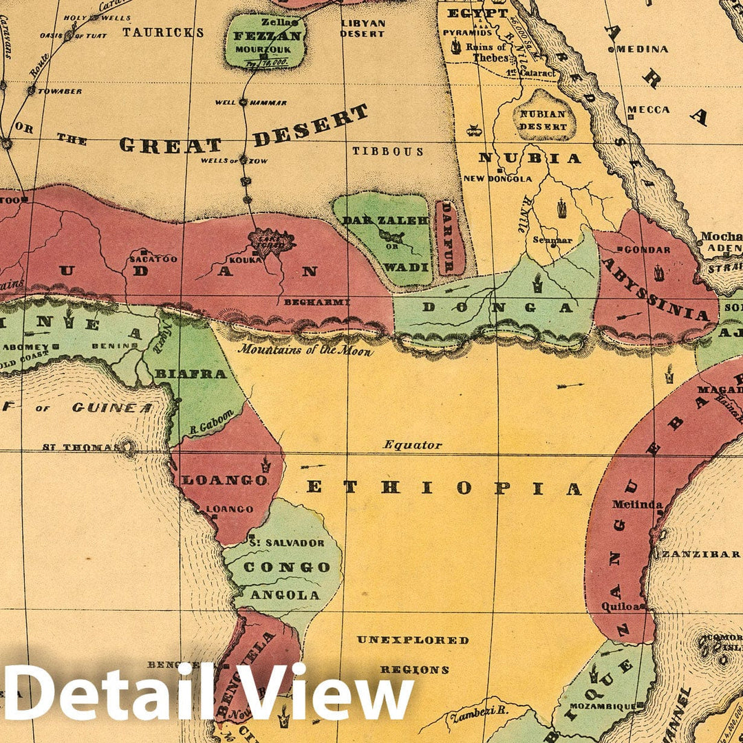 Historic Map : Africa ; Olney's Outline Maps, for Common Schools and General Use, 1847 - Vintage Wall Art