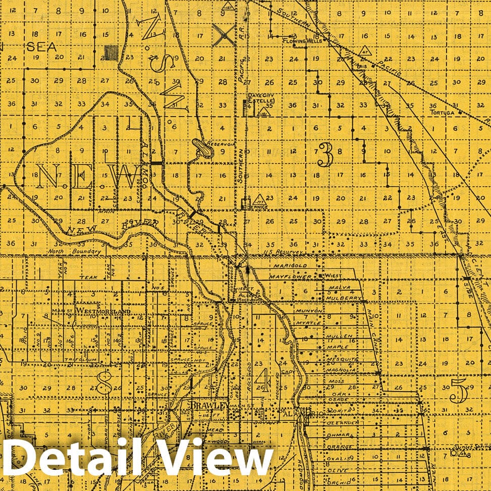 Historic Map : Irrigation district and road map, Imperial Valley, 1914 - Vintage Wall Art