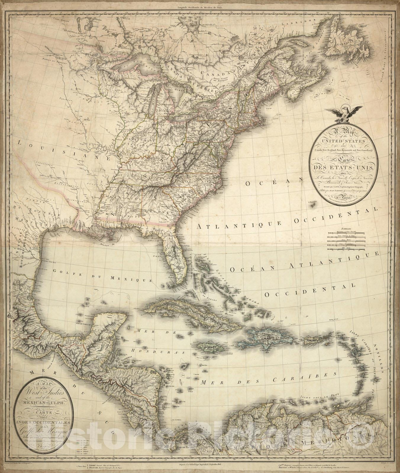 Historic Map : the United States, Canada, New-Scotland, New-Brunswick and New-Foundland, 1806 - Vintage Wall Art