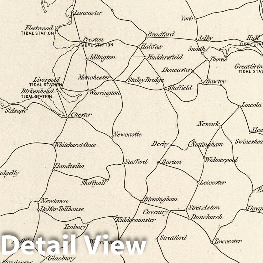 Historic Map : Index map of initial levelling in England and Wales, 1861 - Vintage Wall Art