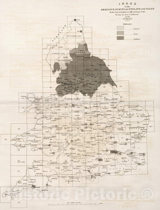 Historic Map : Survey Book, Index to the Ordnance Survey of England and Wales 1857 - Vintage Wall Art