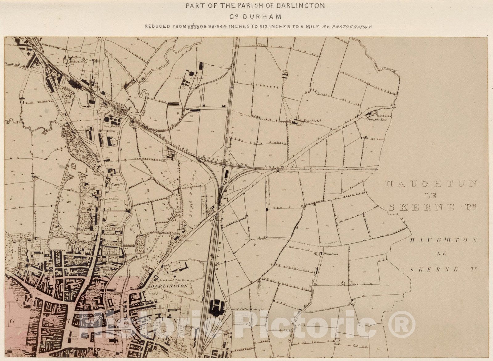 Historic Map : Survey Book, Part of the Parish of Darlington. Co. Durham 1857 - Vintage Wall Art