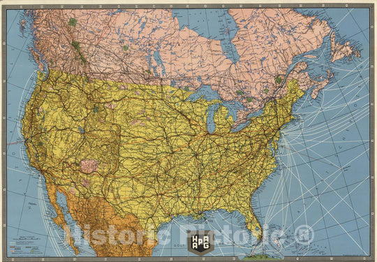 Historic Map : Canada, , North AmericHistoric Map of North America. Karte von Nordamerika, 1930 , Vintage Wall Art