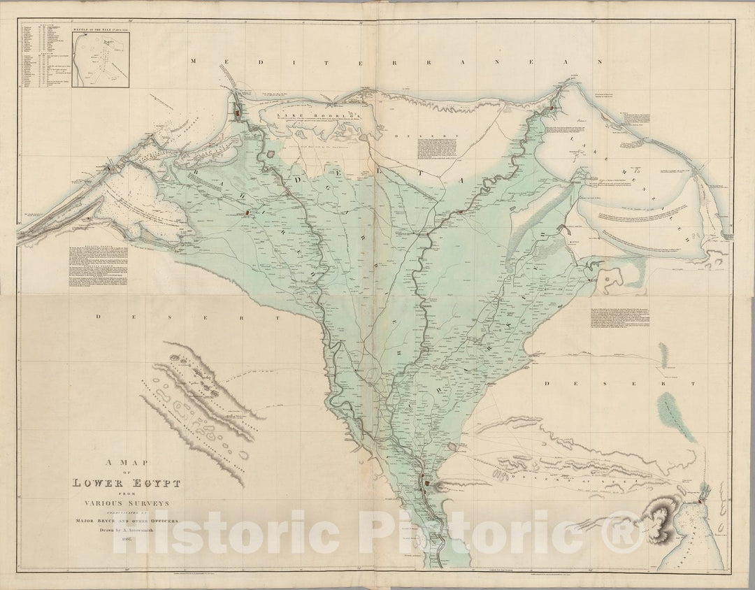 Historic Map : Composite: Historic Wall Map of Lower Egypt from Various Surveys, 1807 - Vintage Wall Art