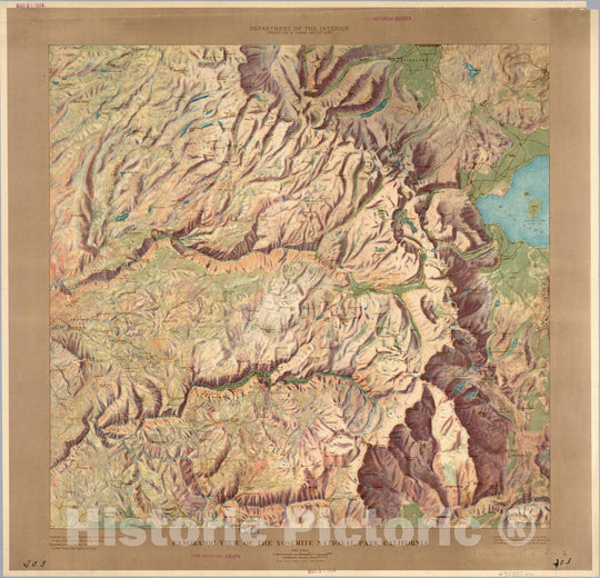 Historic Map - Panoramic View of the Yosemite National Park, California. 1914 - Vintage Wall Art