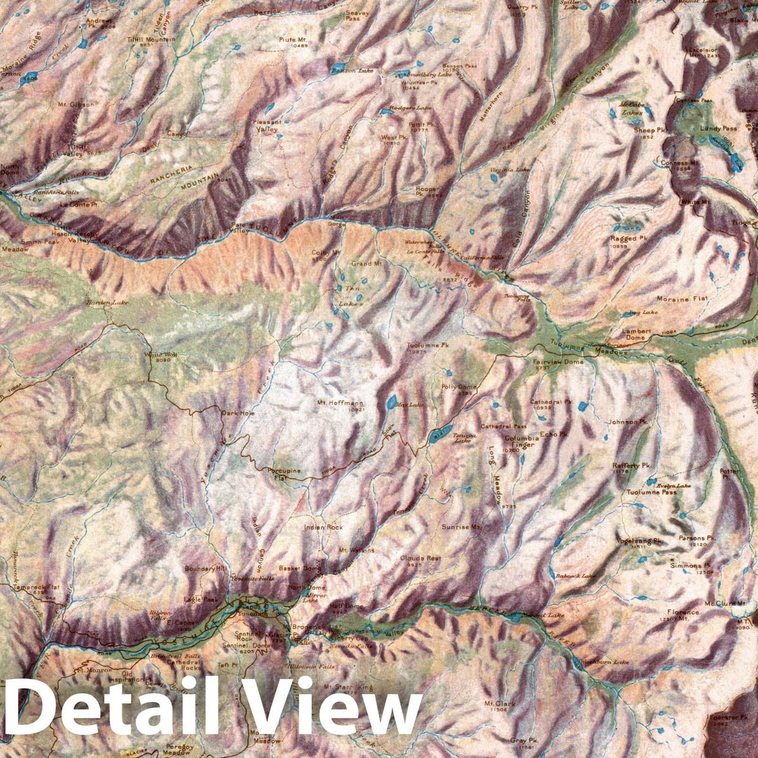 Historic Map - Panoramic View of the Yosemite National Park, California. 1914 - Vintage Wall Art