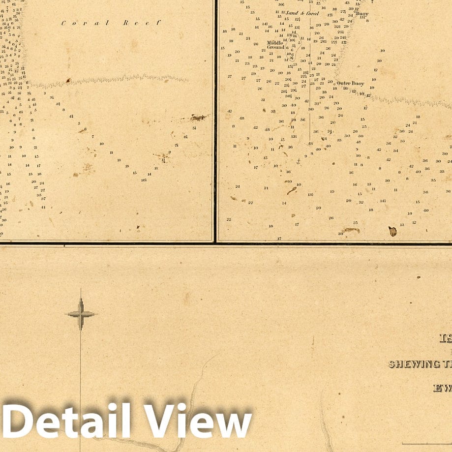 Historic Map : Harbour of Ewa or Pearl River, Harbour of Honolulu, South Side of the Island of Oahu, Hawaiian Island, Hawaii. 1841 - Vintage Wall Art