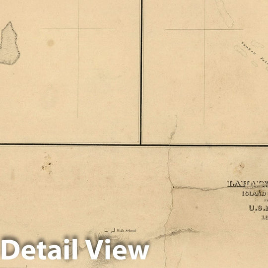 Historic Map : Gardiner's or Kemins Island (Nikumaroro), Flint's Island, McKeans Island, Maro Reef; Lahaina Maui, Hawaiian. 1841 - Vintage Wall Art