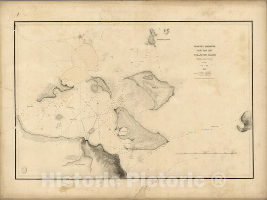 Historic Map : Chile, Wollaston Island, Tierra del Fuego, by the U.S.Ex.Ex. 1839. (Parc Nacional Cabo de Hornos, Chile). 1841 , Vintage Wall Art