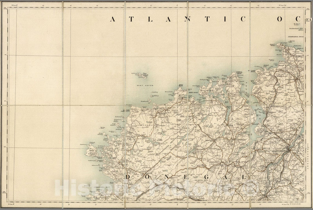 Historic Map : Sheet 1. 1904 - Ordnance Survey Ireland Quarter-inch Series. - Vintage Wall Art