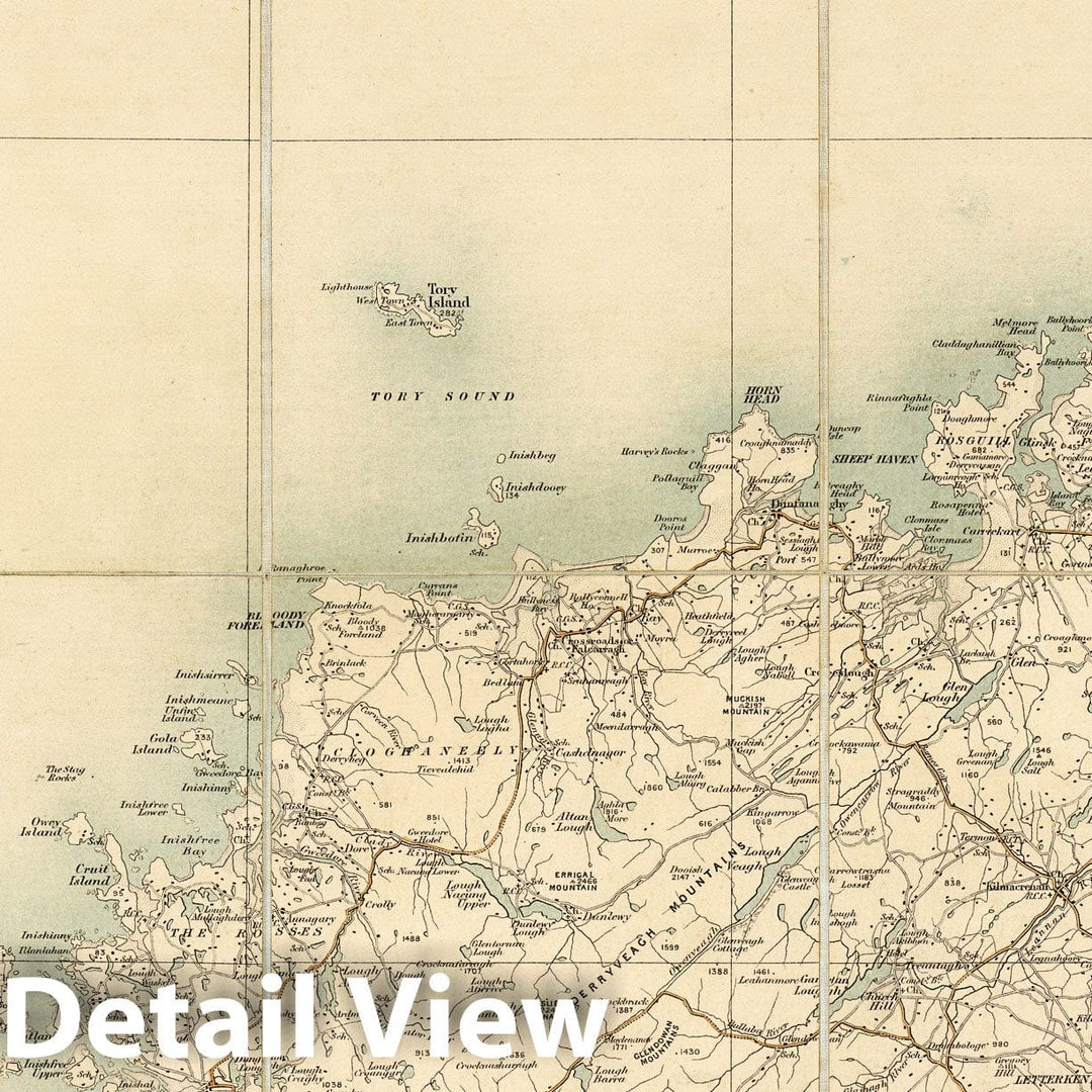 Historic Map : Sheet 1. 1904 - Ordnance Survey Ireland Quarter-inch Series. - Vintage Wall Art